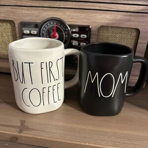 Rae Dunn Black and White Ceramic Coffee Mug Set